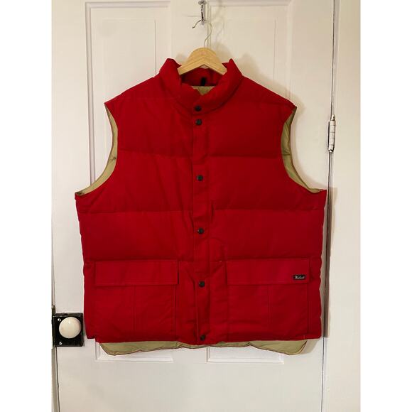 Woolrich mens red down vest large puffy puffer vintage timeless snap closure - Picture 1 of 7